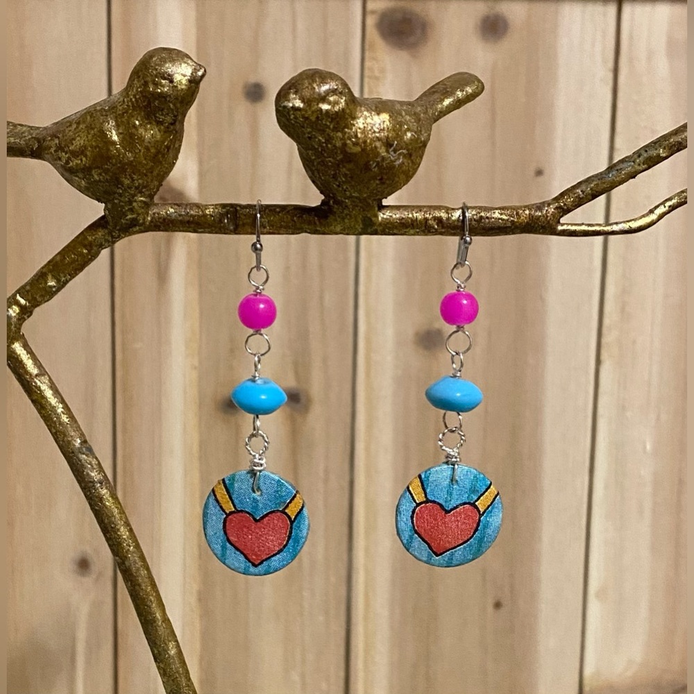 🌟2/$20 💕💙💖Cute Kawaii Heart Drop Earrings